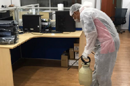 CERT Academy disinfection service in Malaysia - Disinfecting workplace using safe disinfectant