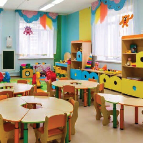 Kindergarten classroom for disinfection